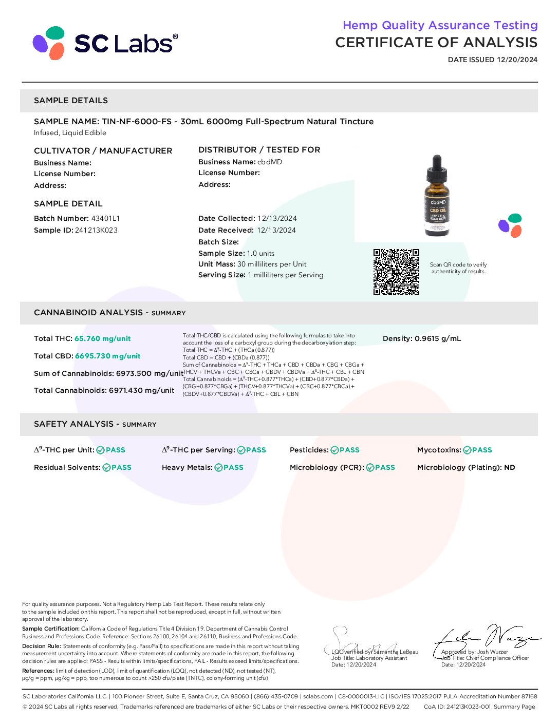 43401L1 - TIN-NF-6000-FS - CoA Final
